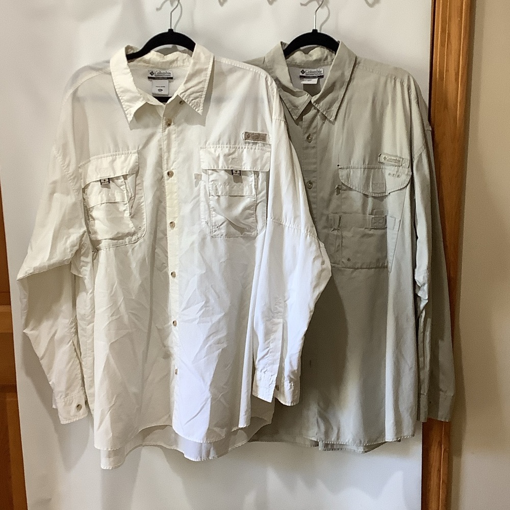 Columbia Men's Light Tan and White PFG XXL